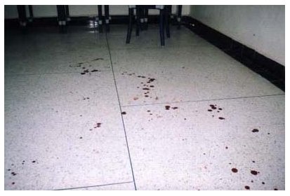 Du sang sur le sol de la buvette
